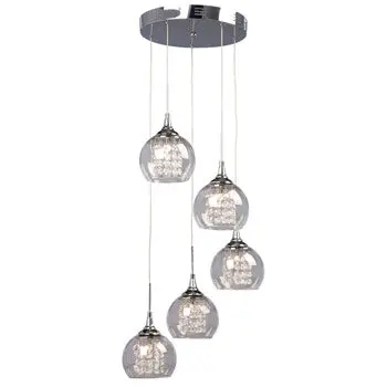 Rihanna 5-Light Multi-Light Pendant - Chrome Finish, Clear Crystal Beads & Glass Shade, Includes 20W G4 Bulbs 1
