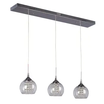 Rihanna Chrome 3-Light Island Pendant - Clear Crystal Beads & Glass, G4 Bulbs Included, 36" Long 1