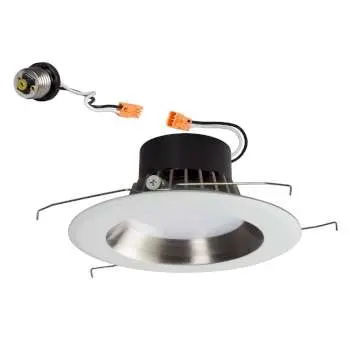 Rl-Rt560bn 5"/6" Led Retrofit Trim Downlight, Dimmable 3000K, Brushed Nickel Finish With White Ring 1