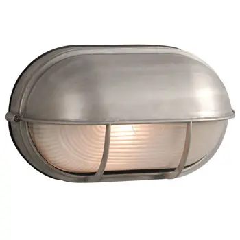 Satin Aluminum Marine Light 305562Sa With Hood & Frosted Glass - 100W Bulb, Med. Base, 11-1/8"W X 6-1/2"H 1