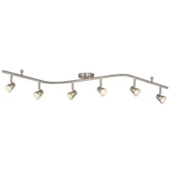 Six Light Flexible Track - Brushed Nickel, 50W Gu10 Bulbs, 61" Adjustable, Modern Lighting Fixture 1