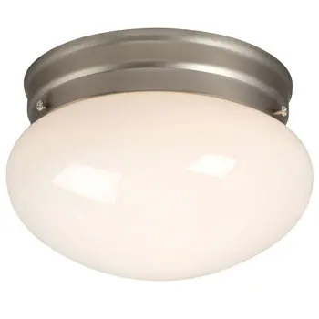 Utility Flush Mount 810208Pt - Pewter Finish, White Glass, 1X60w Bulb, 7-3/8"D X 4-3/4"H, Non-Dimmable 1