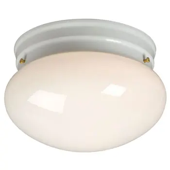 Utility Flush Mount 810208Wh - White Finish, 60W, 7-3/8"D X 4-3/4"H, Non-Dimmable, Med. Base 1