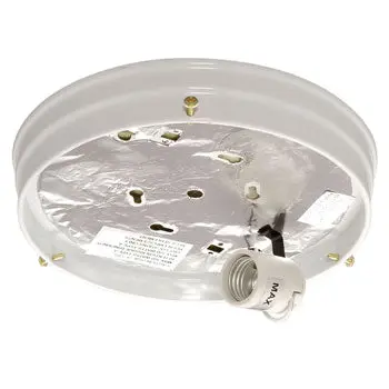 Utility Flush Mount Holder 810210Wh-H - White Finish, 100W Max, Med Base, Non-Dimmable 1