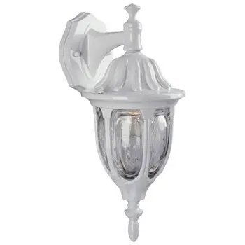 White Cast Aluminum Outdoor Lantern With Clear Glass – 100W, Non-Dimmable, Med. Base, 15"H, 6.5"W 1