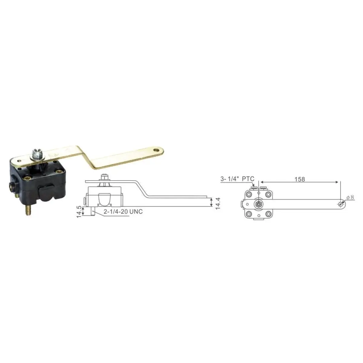 Fortpro Height Control Valve, 1/4" Push To Connect Ports, Replacement For Barksdale Kd2261 | F245608 1
