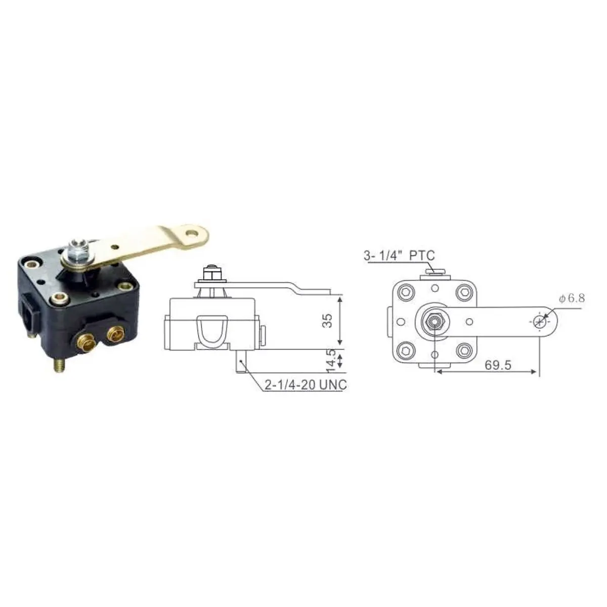 Fortpro Height Control Valve, 1/4" Push To Connect Ports, Replacement For Kd2262 | F245609 1