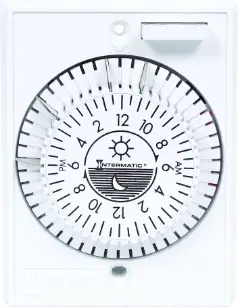 24-Hour Heavy-Duty Mechanical In-Wall Timer, 125Vac, 15 A, Removable Trippers, White 1