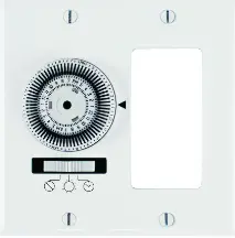 24-Hour Heavy-Duty Mechanical In-Wall Timer, Timer And Decorator Switch, 120 Vac, 20A, Spst, 2 Gang, White 1