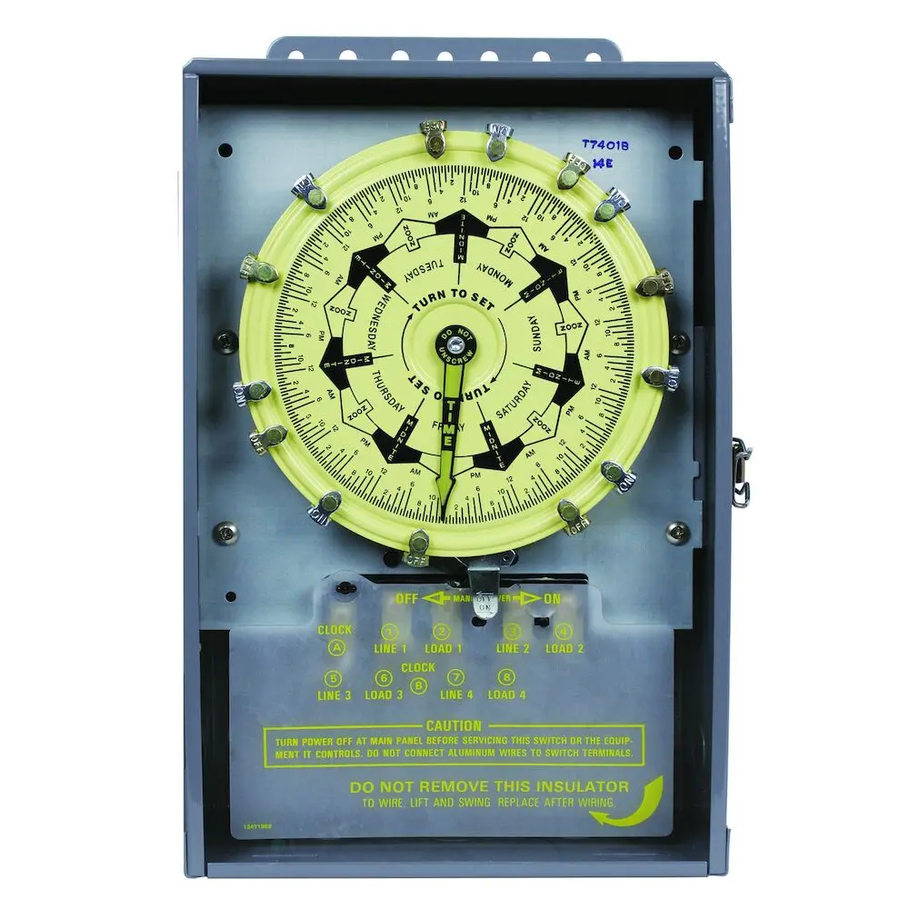 7-Day Mechanical Time Switch, 208-277 Vac, 60Hz, 4-Spst, Indoor Metal Enclosure, 3.5 Hour Interval 1
