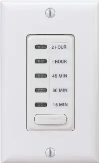 Electronic Countdown Timer, 120 Vac, 60 Hz, Preset Times 15,30,45 Minute,1,2 Hour, Without Hold, White 1