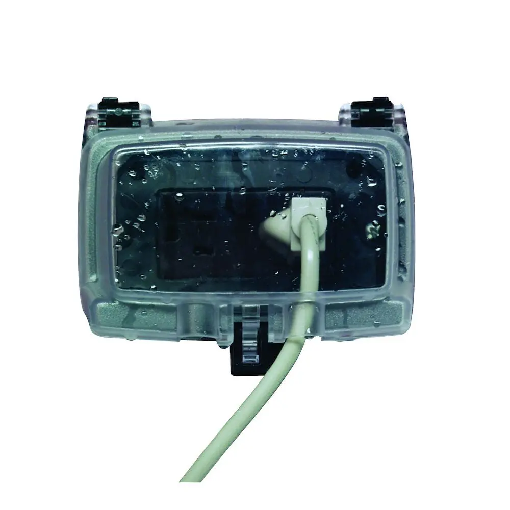 Plastic In-Use Weatherproof Cover, Single-Gang, Hrz, 3.125" Clear 1