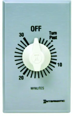 Spring Wound Countdown Timer, Commercial, 125-277 Vac, 50/60 Hz, Dpst, 30 Minute Max, Without Hold, Silver 1