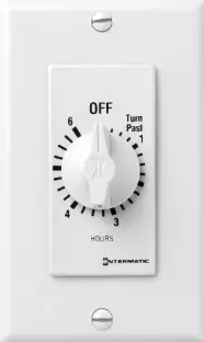 Spring Wound Countdown Timer, Decorator Style, 125-277 Vac, 50/60 Hz, Spst, 6 Hour Max, Without Hold, White 1