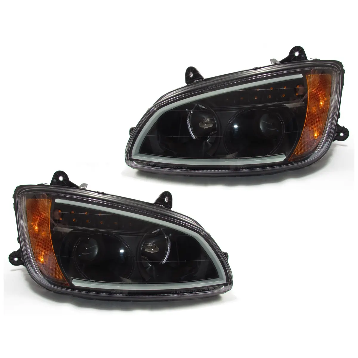 Black Projector Headlights W/Led Bar Set For Kenworth T660 - Both Sides 1