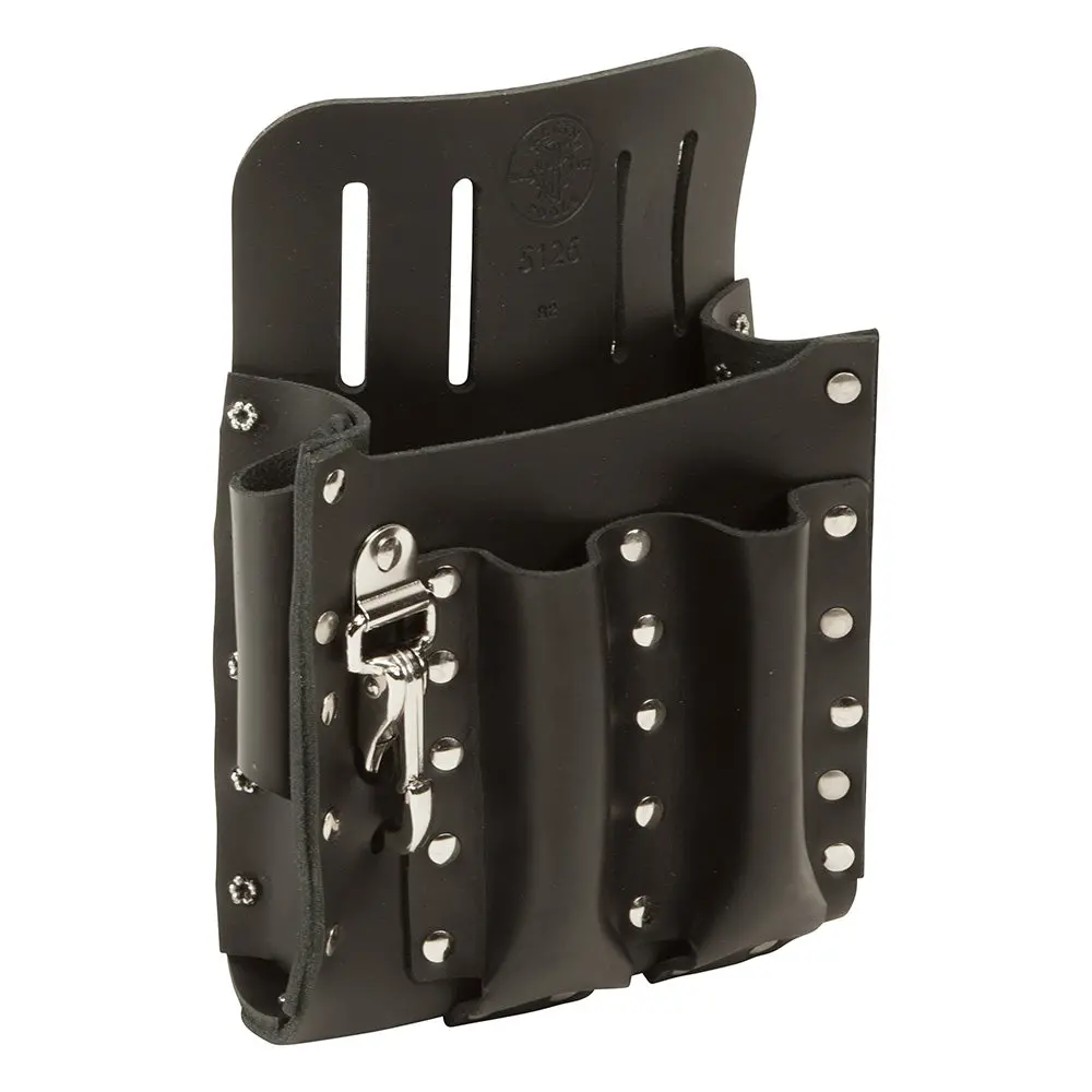 Leather Tool Pouch With Knife Snap, 5-Pocket 1