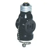 1406 Black Pullchain Lampholder With 2-Outlet Current Tap 660W 125V Ac 1