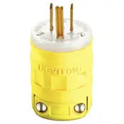 1447 Yellow Dustguard Plug, 2-Pole 3-Wire, 5-15P, 15A 125V 1
