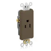 16251 Brown Decora Receptacle, Single 2-Pole 3-Wire, 15A 125V, 5-15R 1