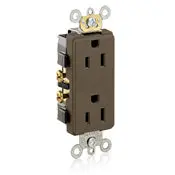 16252 Brown Decora Duplex Receptacle, 2-Pole 3-Wire, 15A 125V, 5-15R 1
