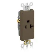 16341 Brown Decora Receptacle, Single 2-Pole, 3-Wire, 20A 125V, 5-20R 1
