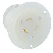 2316 White Flanged Outlet, 2-Pole, 3-Wire, L5-20R, 20A 125V 1