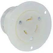 2336 White Flanged Outlet, 2-Pole 3-Wire L7 20R, 20A 277Vac 1