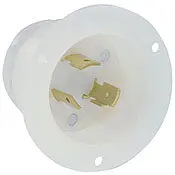 2365 White Inlet Flanged 3-Pole 3-Wire L10 20P 20A 125/250V 1