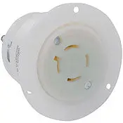 2416 - White Flanged Outlet, 3-Pole, 4-Wire, L14-20R, 20A 125/250V 1