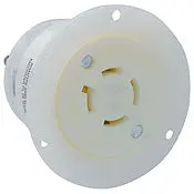 2426 White Flanged Outlet, 3-Pole 4-Wire, 3-Phase L15-20R, 20A 250V 1