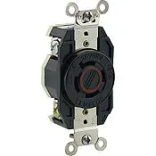 2450 Black Locking Receptacle, 4-Pole 4-Wire, 3-Phase L19-20, 20A, 277/480V 1