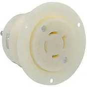 2456 White Flanged Outlet, 4-Pole 4-Wire, 3-Phase, L19-20R, 20A 277/480V 1