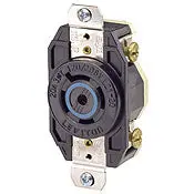 2510 Black Receptacle Locking, 4-Pole 5-Wire, 3-Phase L21-20R, 20A 120/208V 1