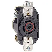 2520 Black Receptacle, Locking 4-Pole 5-Wire, 3-Phase L22-20R, 20A 277/480V 1