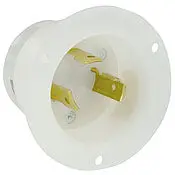 2615 White Inlet Flanged, 2-Pole 3-Wire, L5-30P, 30A 125V 1