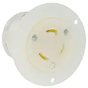2616 White Flanged Outlet 2-Pole 3-Wire L5-30R 30A 125V 1