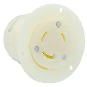 2666 White Flanged Outlet, 3-Pole 3-Wire, L10-30R, 30A 125/250V 1