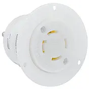 2716 White Flanged Outlet, 3-Pole 4-Wire L14-30R, 30A 125/250V 1