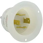 2735 White Inlet Flanged, 3-Pole 4-Wire, 3-Phase, L16-30P, 30A 480V 1