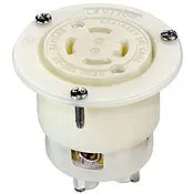 2736 White Flanged Outlet, 3-Pole 4-Wire, 3-Phase L16-30R, 30A 480V 1