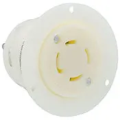 2766 White Flanged Outlet, 4-Pole 4-Wire, 3-Phase L19-30R, 30A 277/480V 1