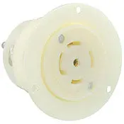 2836 White Flanged Outlet - 4 Pole, 5 Wire, 3 Phase, L23-30R, 30A 347/600V 1