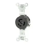4560 Black Locking Receptacle, Single 2-Pole 3-Wire, L6-15, 15A 250V 1