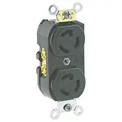 4750 Black Locking Duplex Receptacle, 2-Pole 3-Wire, L7-15, 15A 277V 1