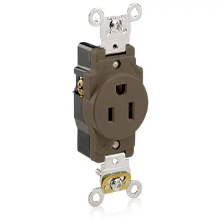 5261 Brown Receptacle Single, 2-Pole, 3-Wire, 15A 125V 1
