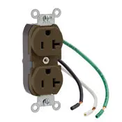 5340 Brown Receptacle Pigtail Duplex 2-Pole 3-Wire 20A 125V 5-20R 1