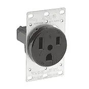 5373 Black Receptacle - Single Flush Mount, 2 Pole, 3 Wire, 50A 125V 1