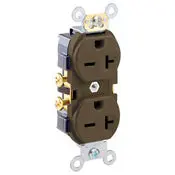5822 Brown Receptacle Duplex Indented 2-Pole 3-Wire 20A 250V 1