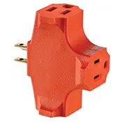 694 Orange Cube Tap - Grounding Triple 15A 125V 1