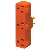 699 Orange Triple Tap Vinyl Grounding Adapter 15A 125V 1